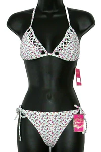 Triangle Bikini Candies SMALL Set NEW Top Scoop Bottoms Floral Swim Suit 5 6 S - Picture 1 of 12