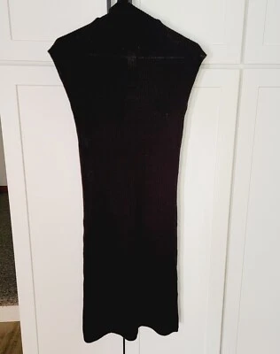 Vestido Suéter Max Studio Negro Tejido con Capucha Cuello Alto Talla Mediana M Foto 1 de 4