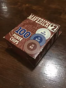Vintage Maverick 100 Count Poker Chips Set New In Box Red Blue White - Picture 1 of 3