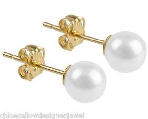 Ohrstecker 9 kt Gelbgold 5 mm Süßwasserzuchtperlen + Geschenktüte - Bild 1 von 1