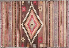Antique Turkish Milas Kilim Rug Wool Rug, Brown Color Rug 78"x112 AreaRug Carpet