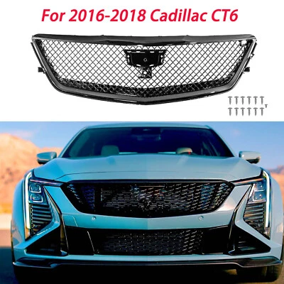 Parachoques delantero rejilla superior estilo ala negra negro para Cadillac CT6 2016-2018 2017 Foto 1 de 4