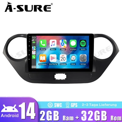 A-SURE Android 14 Autoradio Für Hyundai i10 2013-2019 Apple Carplay Navi GPS SWC 2G+32G