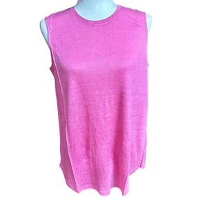 J. Jill Shirt Women S NWT 100% Love Linen Pink Sweet Pea Sleeveless Tank Top - Picture 1 of 13