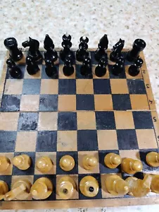 Vintage chess, chess set, wooden chess set, USSR chess, family game, wood chess - Picture 1 of 21