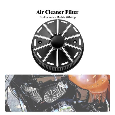 Black High Flow Intake Air Cleaner Filter Fit For Indian Vintage Chief Chieftain - Image 1 of 4