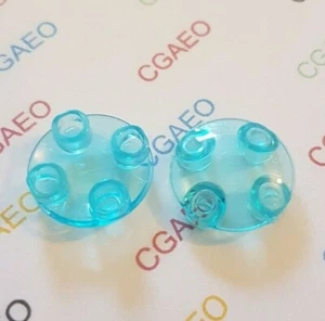2 X Lego 2654 Plate, Round 2 x 2 with Rounded Bottom - TRANS LIGHT BLUE - Imagen 1 de 1