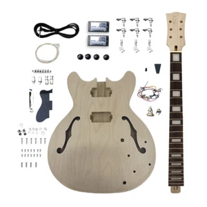 Guitar Kit ES335 Guitar Neck Guitar Body Unfinished Hollow Electric Guitar DIY - Picture 1 of 15