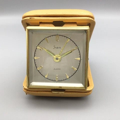Vintage Sheffield Wind Up Travel Clock Women Gold Silver Two Tone West Germany Cover
