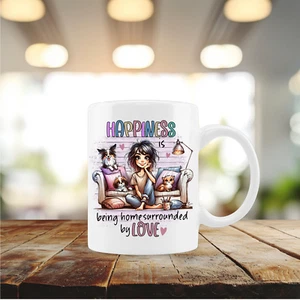 Happiness Is, café/té/chocolate 12 oz. taza/taza/sublimada/personalizar (cu328) - Imagen 1 de 1