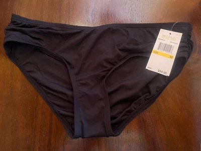 Michael Kors Women's MM8H949 Black Stretch Shirred Bikini Bottom Size Medium - Image 1 of 4