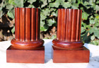 The Bombay Company Brown Stain Solid Wood Roman Column Pillar Bookends 1991