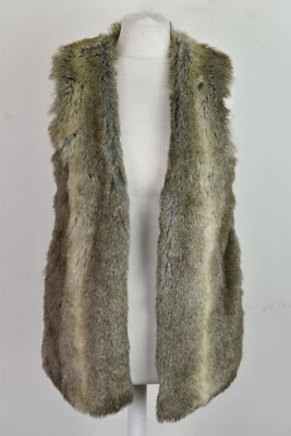 NEW LOOK Grey Faux Fur Gilet size Uk 10 Womens Outdoors Outerwear Womenswear - Image 1 of 4