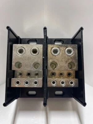 GOULD MERSEN # 69132 2P (2)#350 - #6 / (6) #2/0 - #14 Power Distribution Block - Image 1 of 2