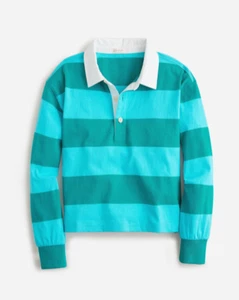 J CREW Striped Cropped L/S Rugby Shirt NWT Girls L (10) (Check measurements) - Picture 1 of 1