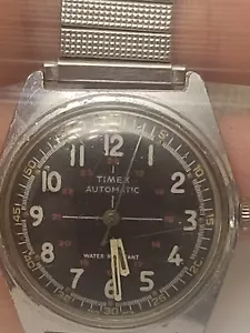 70's Vintage Water Resistant TIMEX Viscount Wind Up Military Crosshair Watch - Picture 1 of 6