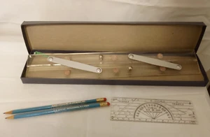 RARE VTG C-THRU PARALLEL FOLDING RULER W/ ACC'S & ORIGINAL BOX MORSE ASSOC. NJ - Picture 1 of 6