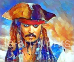 JOHNNY DEPP PIRATES OF THE CARIBBEAN JACK SPARROW SIGNED ART LTD EDITION PRINT  - Picture 1 of 3