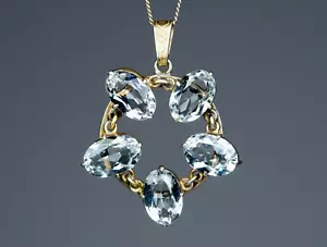 830 Silber - antik/ viktorianisch - Anhänger - 14.00 ct natürliche Aquamarine - Bild 1 von 9