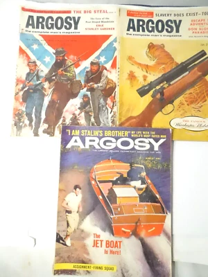 3 ARGOSY Back Issue Magazines-Complete men's Magazines 1956 & 1960 - Image 1 of 4