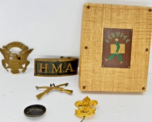 Military H.M.A pins Boy Scout original box Belt Buckle Humanitarian Mine Action - Picture 1 of 14