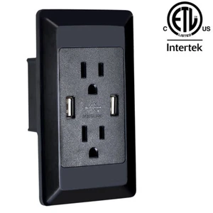 Adaptador de enchufe de pared eléctrico de doble enchufe con interruptor de panel de salida de 2 puertos USB EE. UU. 2A - Imagen 1 de 12