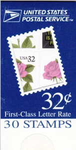 U.S. MAKESHIFT BKLT OF 30 STAMPS SCOTT#BK178C 1995 32ct PINK ROSE MINT #3610X - Picture 1 of 2