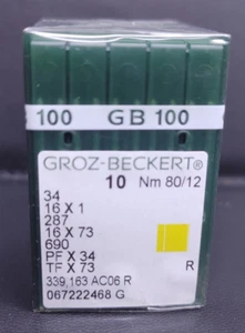 GROZ BECKERT Sewing Needles Lot of 100: 34, 16x1, 287, PFx34, TFx73: Size 80/12 - Picture 1 of 3