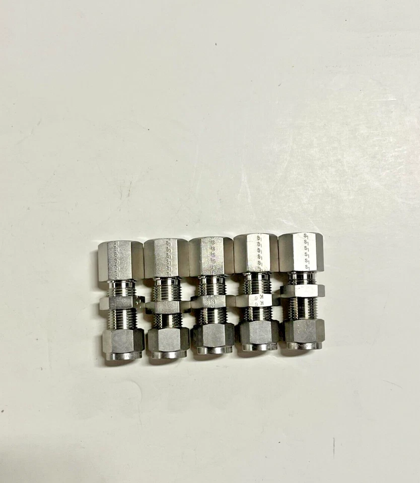 Lot of 5 Bi-Lok 3/8" Compression x 1/4" Female NPT 316 SS Bulkhead Female NEW - Image 1 of 1