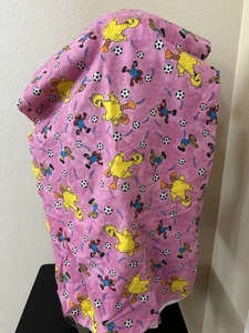 RARE* Pink SESAME STREET 2002 Cotton FLANNEL Fabric Soccer Theme VINTAGE - Picture 1 of 8