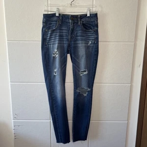 Pantalones de mezclilla azules de tiro medio American Eagle Outfitters para mujer talla 6 desgastados - Imagen 1 de 13