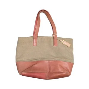 UGG Meena Tote Bag Jute Peach Leather Weekender Shoulder Purse Double Handle - Picture 1 of 9