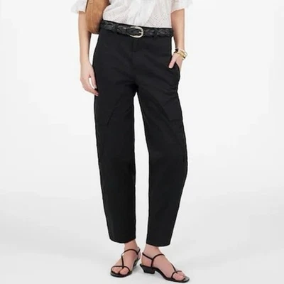 Madewell Barrel Leg Utility Pant Garment Dyed Twill Black Size 10 NWT - Image 1 of 4