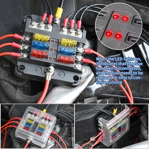 6/8/12 Way Car Auto Boat Marine UTV Blade Fuse Box Block Holder LED Indicator US - Picture 1 of 47