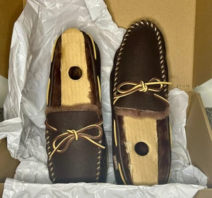 Herren L.L.Bean Wicked Good Elchleder Slipper Mokassin 301193 Schokolade Gr. 12 ~ NEU - Bild 1 von 14