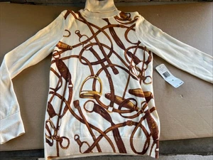 Lauren Ralph Lauren Horse Bit Equestrian Cotton Turtleneck Sweater Medium - Bild 1 von 8