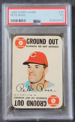 Pete Rose 1968 Topps Game Ground Out #30 Cincinnati Reds PSA en muy buena condición 3 Foto 1 de 2