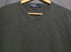 Vintage Polo Ralph Lauren Hemd Herren L Heavy Cotton V-Neck T-Shirt Einfarbig Grau - Bild 1 von 5