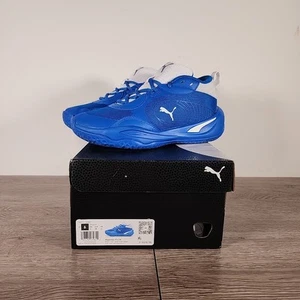 Puma Playmaker Pro JR Boys Size 6 ROYAL BLUE/ White Athletic Shoes - Picture 1 of 9