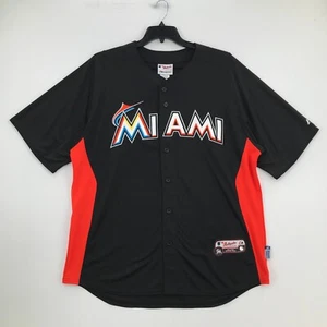 Majestic Miami Marlins MLB Jersey Mens Extra Large Black Shirt Short Sleeve Men - Picture 1 of 19