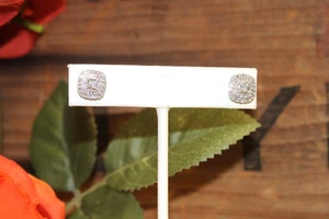 10K Yellow, White Gold Single Cut Diamond Cluster Stud Earrings 1/2 Ct. Tw. - Picture 1 of 6