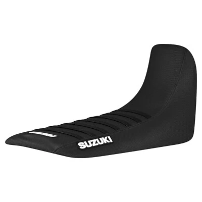 Cubierta de asiento con pinza Suzuki DR 650 S 1992-1995 todo negro/negro costilla logotipo #444 Foto 1 de 4