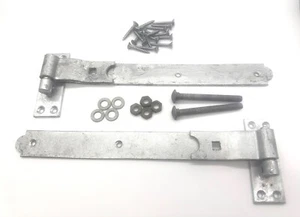 "BISAGRA DE GANCHO Y BANDA GALVANIZADA PUERTA MANIVELA BISAGRA COBERTIZO PUERTA ESTABLE 10""- 36"" - Imagen 1 de 5