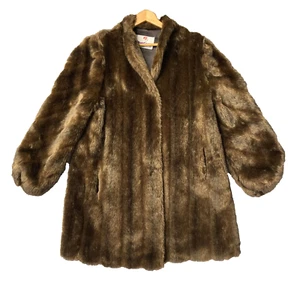 Monterey Fashions Coat Womens 16 Faux Mink Fur Mob Wife Vintage 60s 70s USA EUC - Picture 1 of 17