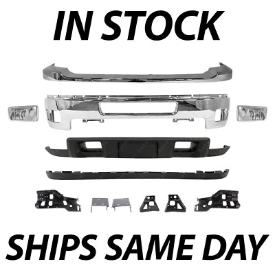Chrome - Bumper Bracket Kit for 2011-2014 Chevy Silverado 2500HD 3500HD With Fog Foto 1 de 4