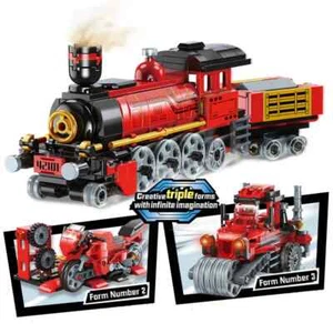 305PCS 3 in 1 Transforming Creative Steam Train Building Blocks Assemble Bricks - Picture 1 of 6