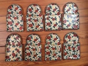 Vintage Set of 8 Highmount Quality Alcohol Proof Paper Mache Snack Plates 9.5x6" - Picture 1 of 4