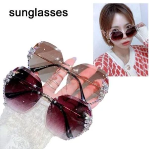 Rimless Rhinestones Sunglasses Womens Fashion Gradient Sun Glasses Shade Z V8K9 - Picture 1 of 22