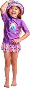 UV SKINZ UPF 50+ Girls 3-Piece Swim Set (12/18M, Purple Rain or Shine) - Picture 1 of 4