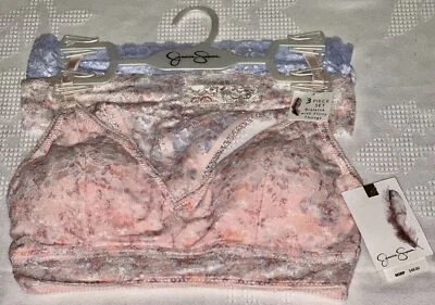 Conjunto de calcinha fio dental feminina JESSICA SIMPSON 3 peças floral pêssego renda Bralette P M G - Imagem 1 de 4